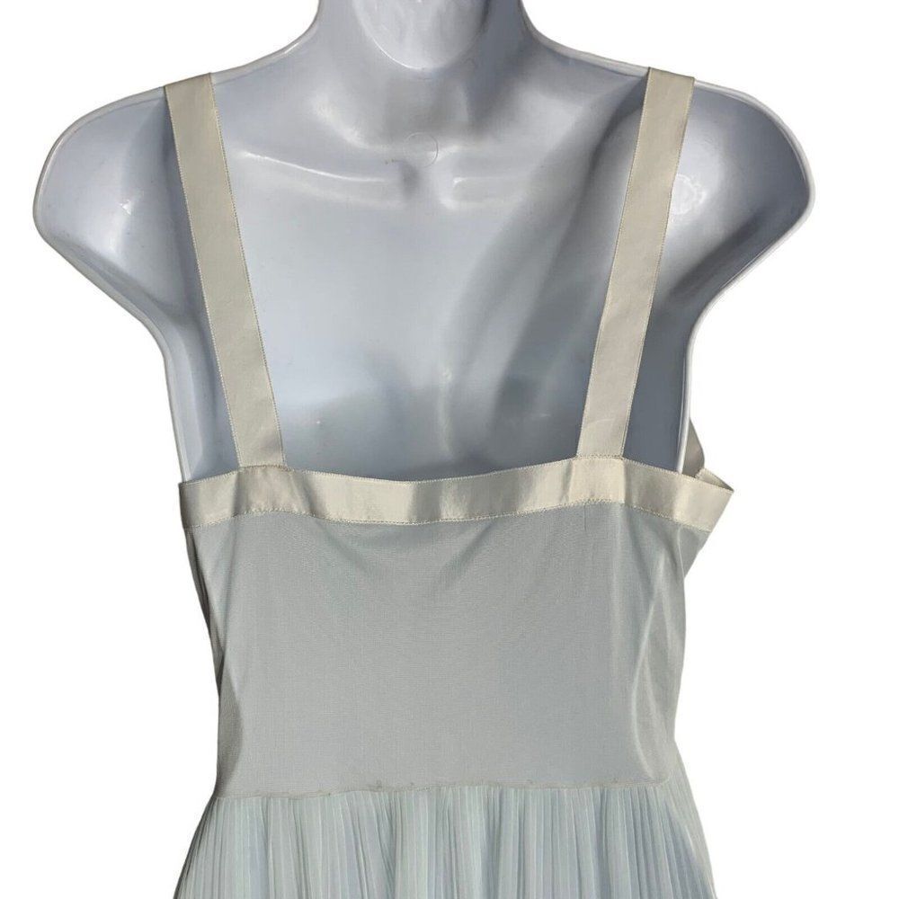 Vintage 50s Sheer Nightgown Lingerie S Light Blue Lace Accordian Pleats Maxi - Picture 6 of 7